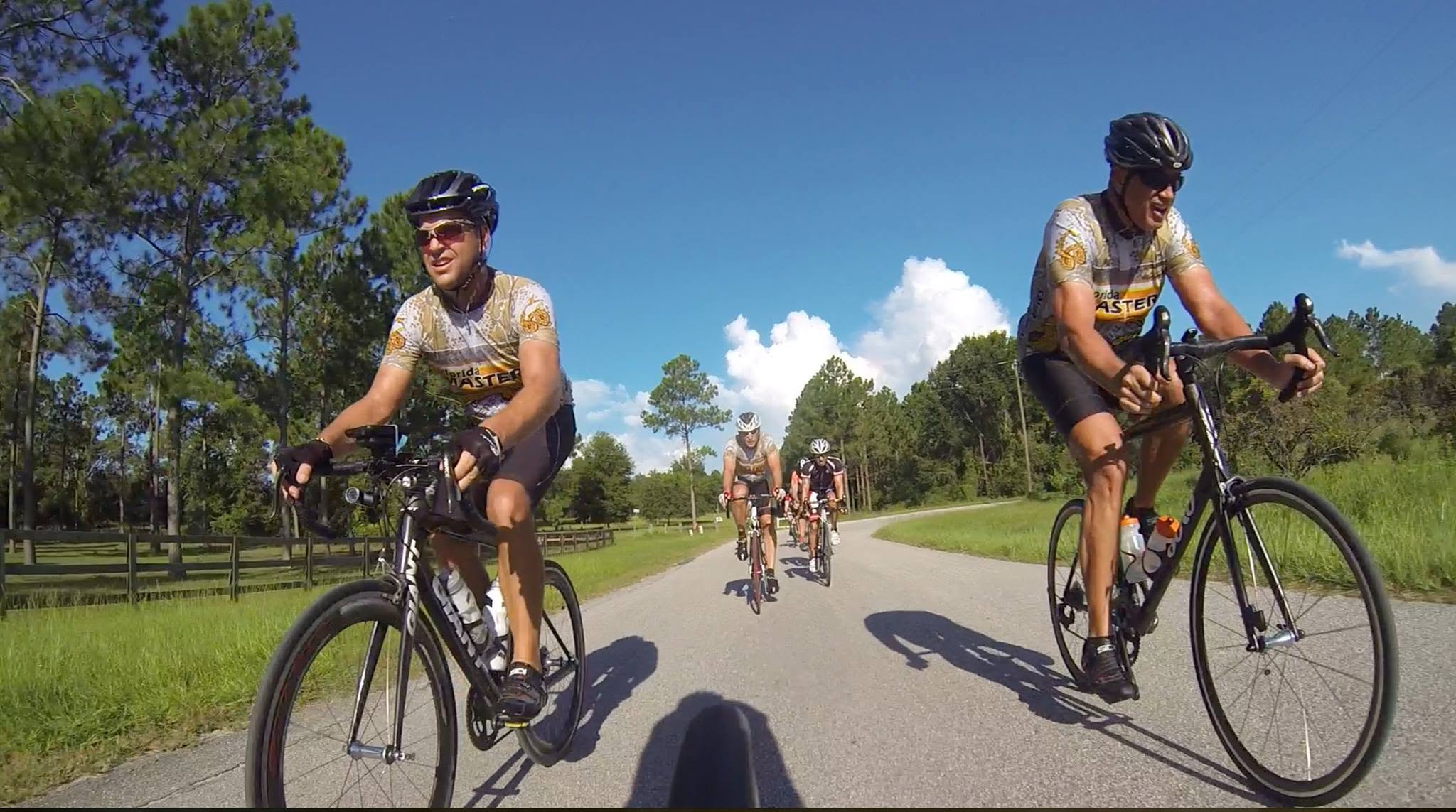 Cyclists riding together